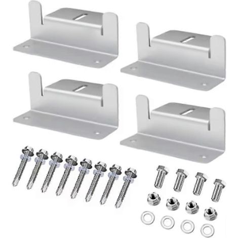 Kit de 4 supports de fixation pour panneaux solaires photovoltaïques (type Z) en aluminium, pour toiture. (1/5)
