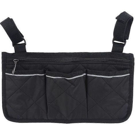 KINZON 1 Sac de Rangement Fauteuils Roulants, Mains Libres Accoudoir Suspendre Poigne Support de Stockage Sac, pour Fauteuils Roulants Noir (1/5)