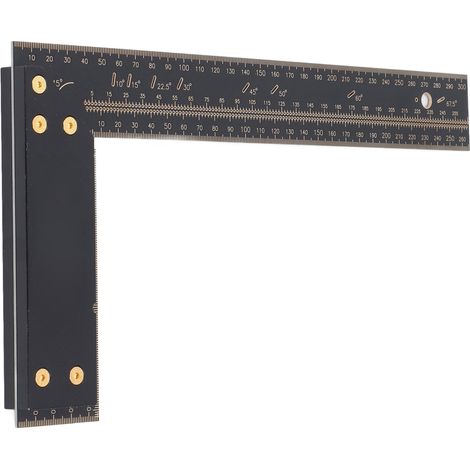 Règle d'angle en alliage d'aluminium 300mm, équerre de charpentier pour traçage et mesure, outil de marquage à angle droit avec trous (1/5)