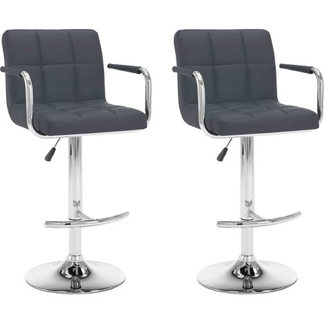 vidaXL Taburetes de cocina 2 unidades cuero sintético gris (1/5)