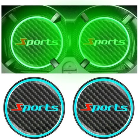 2 Pièces Dessous Verre Accessoires Automobile, Universel Tapis Tasse Antidérapant pour Voiture, sous-Verres De Voiture pour Les Hommes Femmes, Tapis Tasse Lumineux Et Créatif(Sports) (1/5)