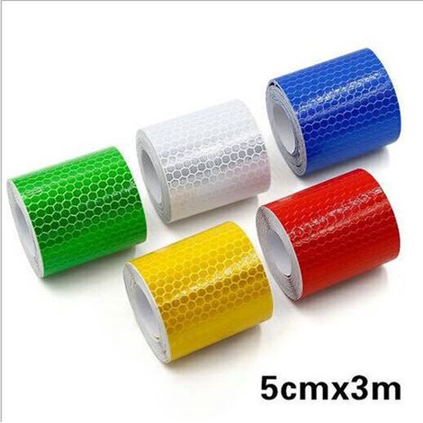 Paquete de 5 unidades, 5 cm x 3 m, adhesivo blanco - Película reflectante Crystal - Cinta reflectante - Cinta de advertencia reflectante (1/5)