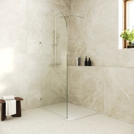 Cabine de douche à l italienne en arc de 100 cm avec charnières chromées verre transparent de 8 mm facile à nettoyer h200 Nusa (1/4)