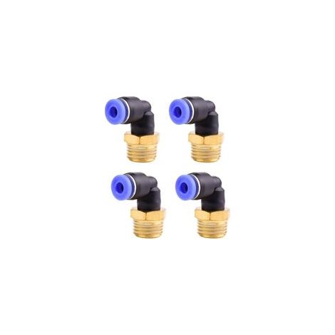Raccord pneumatique fileté coudé à 90° avec filetage interne, raccord rapide, compatible avec les tuyaux d'insertion, raccord pour air comprimé - Lot de 4 (4 mm 3/8") (1/5)