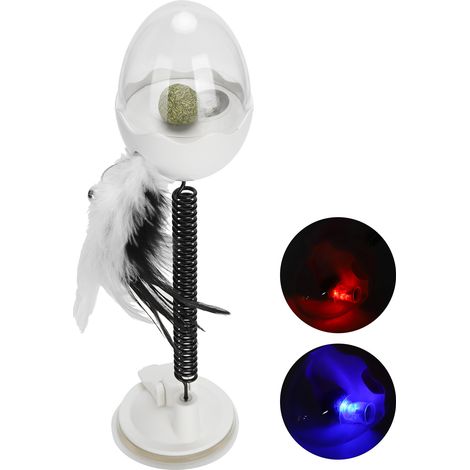 Balle lumineuse LED en ABS avec ressort à plumes et plumes, jouet pour animaux de compagnie, balle clignotante colorée avec menthe à chat blanche (1/5)