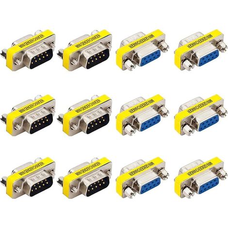 Lot de 12 Coupleur DB9 Adaptateur RS232 Connecteur 9 Broches Femelle Mâle Pour Ordinateur Modem (1/5)