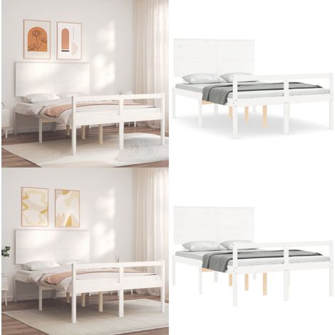 Lit pour personne âgée sans matelas blanc bois massif - Bois massif - Lit sans matelas (1/5)