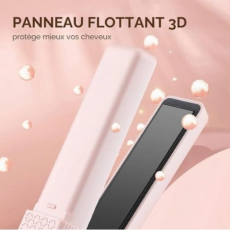 Lisseur Cheveux Sans Fil, Mini Short, Portable Voyage pour Courts/Frange, Céramique Fer a Lisser et Bigoudi 2 en 1, Boucleur Femme Vacances, Voyages (1/4)