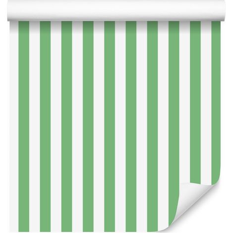 Weiß-grün gestreifte Tapete für Wohn- und Schlafzimmer, 50 x 1000 cm (1/5)