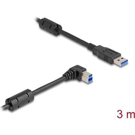 Delock Cable USB 5 Gbps Tipo-A macho a Tipo-B macho 90Â° acodado a la derecha 3 m