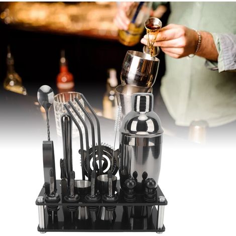 Set mit 20 schwarzen Shakern, 750 Barwerkzeuge, Cocktailshaker aus Edelstahl, Barmixer, komplettes Set. (1/5)
