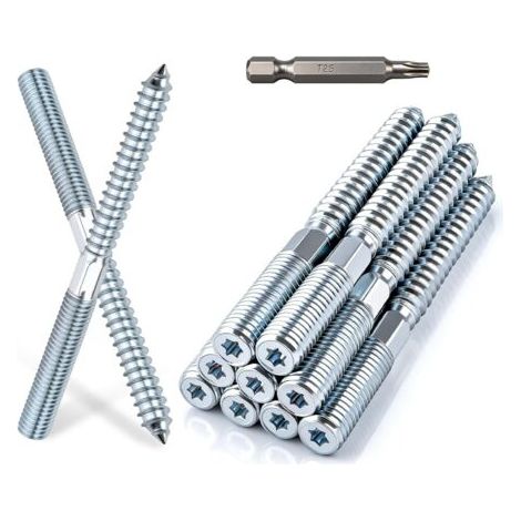 30 Pièces Tige Filetée M8 x 60 mm Vis Double Filetage Argent Tige Filetée Acier Zingué Vis Béton Sans Cheville Boulon M8 Pour l'Assemblage de Meubles et l'Installation au Plafond
