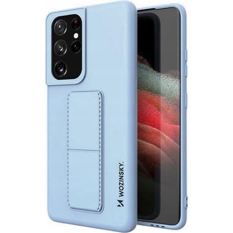 Custodia Wozinsky Kickstand in silicone con supporto per Samsung Galaxy S21 Ultra 5G, colore azzurro chiaro (1/5)