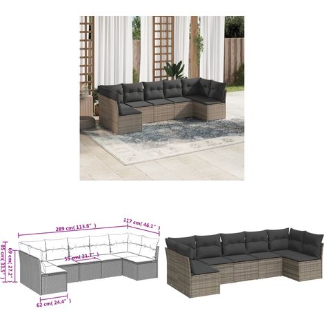 7-tlg. Garten-Sofagarnitur mit Kissen Grau Poly Rattan - Gartensortiment - Outdoor Möbel - Lounge Set - Gartenlounge - Rattan Sofa - Home & Living (1/3)