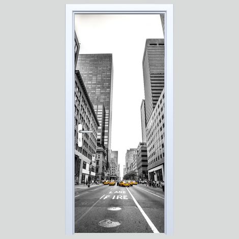 Adhesivo de tela para puerta, calle de la ciudad y taxi 037PPD