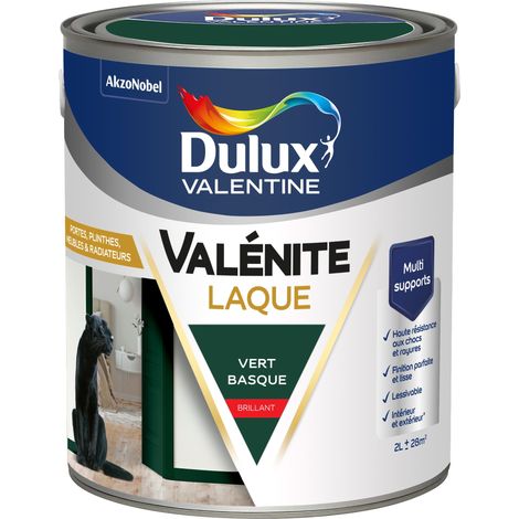 Dulux Valentine Peinture Laque Valénite Intérieur et Extérieur Multi-supports - Finition parfaite et lisse, Haute Résistance - Brillant Vert Basque 2 L