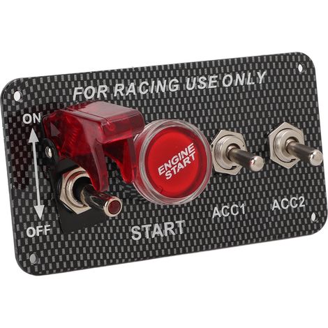 Tableau de Commutateurs 12V 40A avec Bouton Démarrage Moteur, Style Fibre de Carbone, Universel pour Voiture de Course (1/5)