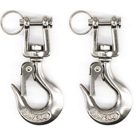 Gancio di sollevamento girevole in acciaio inox 304 con fermo di sicurezza – Carico massimo 150 kg, set da 2