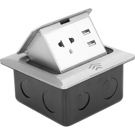 Versenkbare Bodensteckdose mit zwei USB-Anschlüssen, Schnellverschluss-Sockel für den Bürogebrauch, US-Standard, 250 V (1/5)