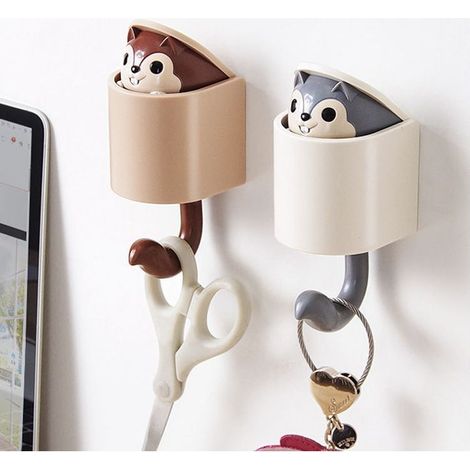 Zwei Teile sind in Form von niedlichen, selbstklebenden Wandhaken mit Cartoon-Tiermotiven gehärtet und eignen sich zur Dekoration von Kinderzimmern, Wohnzimmern und Schlafzimmern. (1/5)