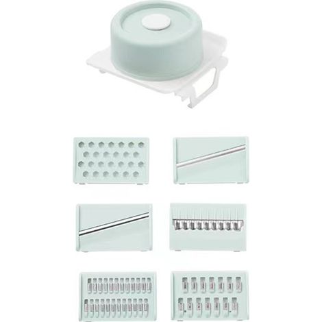 Trancheuse/râpe manuelle multifonctionnelle en acier inoxydable, râpe à pommes de terre et ustensiles de cuisine à six lames vert menthe (1/5)