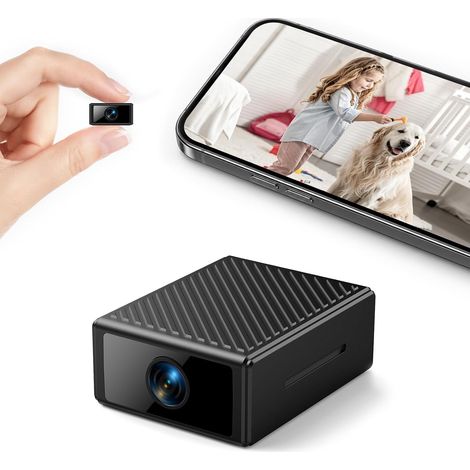 Mini Kamera 4K WLAN Überwachungskamera Innen, WiFi Kamera mit Handy APP, Live-Übertragung, Nachtsicht, Bewegungserkennung, Lange Akkulaufzeit, Cloud- & SD-Kartenspeicher, Schwarz (1/5)
