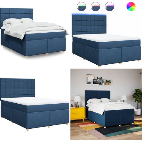 vidaXL Sommier à lattes de lit avec matelas Bleu 160x200 cm Tissu (1/5)