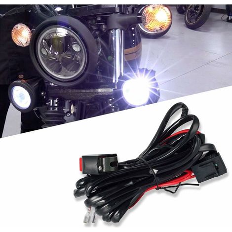 1-teiliges Universal-LED-Kabelbaum-Schalter-Relais-Set mit 2 Lampenanschlüssen für Motorrad-Fahrlichter, zusätzliche Arbeitslichter