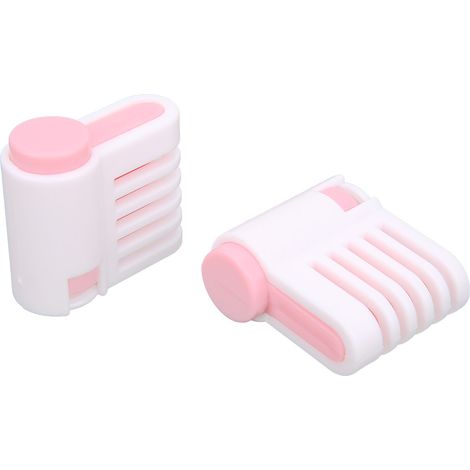 Lot de 2 coupe-gâteau pain multifonction DIY guide tranche outil cuisine maison accessoire blanc et rose 52036C (1/5)