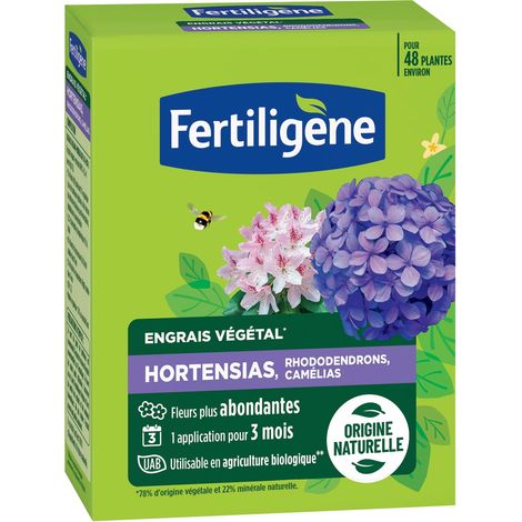 Engrais Végétal Hortensias, Rhododendrons, Camélias 1,2 kg - Fleurs Plus abondantes - 1 Application en 3 Mois - Jusqu'à 48 Plantes - 100% Naturel avec zéolite (1/2)