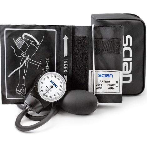 Sphygmomanomètre Manuel Anéroïde, Tensiomètre Bras Manuel, Brassard Universel 22-42cm, pour Usage Médical et Domestique avec Sac de Transport (noir) (1/5)