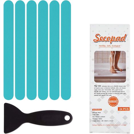 QAZQA Autocollants antidérapants pour baignoire, douche, tapis de bain - Bleu (1/5)