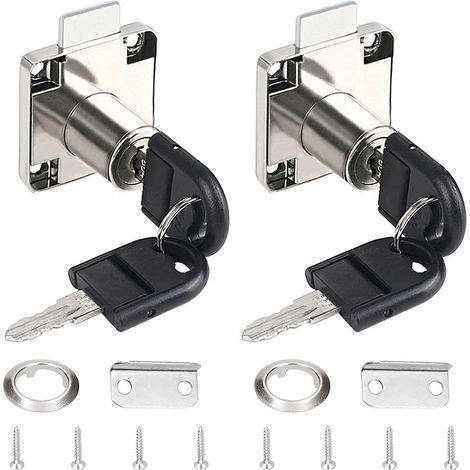 2 Pcs Blanc Serrure Meuble Cle Boite Au Lettre Universelle Push Lock (1/5)