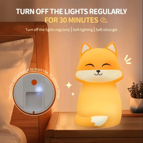 [Idéal pour fêtes] Lampe de chevet Little Fox, lampe de table rechargeable, gradation tactile, minuterie, parfaite pour la décoration intérieure, idéale pour les fêtes et anniversaires (1/5)