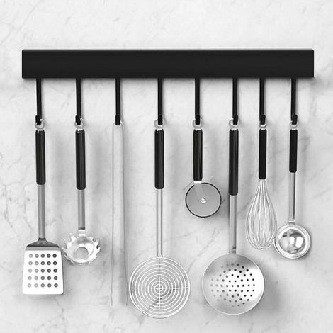 Porte Casserole Mural Cuisine Mural pour Suspendre Les Ustensiles de Cuisine,Barre à Accrocher des Rail Support 40cm avec 8 (1/4)