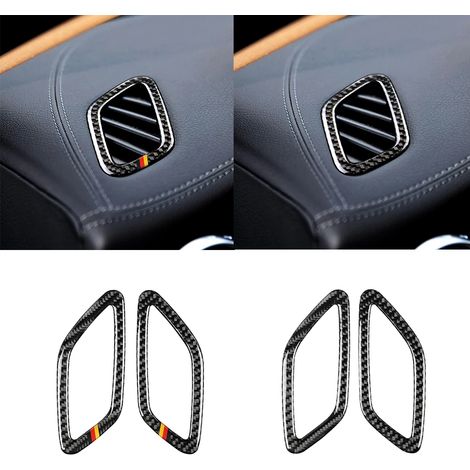 (Noir) Convient aux Mercedes-Benz Classe A GLA CLA W176 X156 C117 Garniture décorative de sortie de climatisation de tableau de bord en fibre de carbone (1/5)