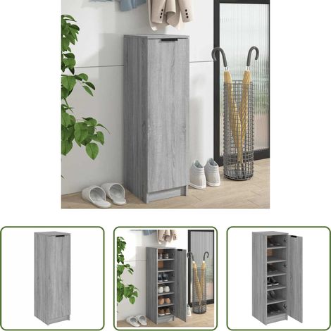 Holzwerkstoff - Schuhschrank Grau Sonoma 30x35x100 cm Holzwerkstoff (1/5)