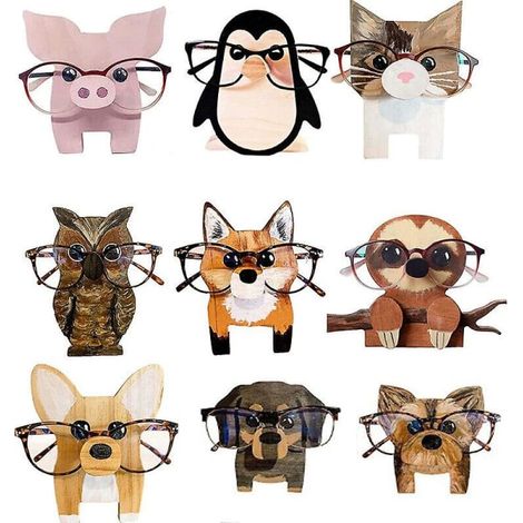 Porte-lunettes Créatif en Bois, Support pour Lunettes de Soleil, Forme Corgi, Organisateur de Lunettes pour Maison, Bureau, Décor Mignon (1/4)