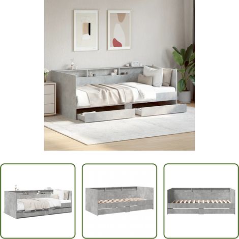 Schlafsofa - Tagesbett mit Schubladen ohne Matratze Betongrau 90x190 cm (1/5)