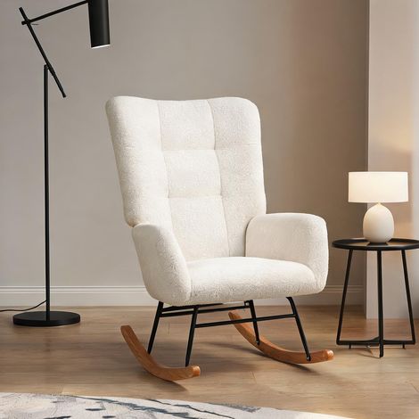 Fauteuil bianco Crema en velluto Teddy 94 x 70 x 100 cm (1/5)