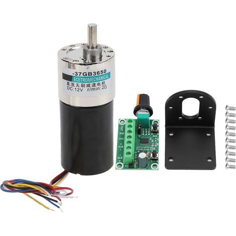 Moteur sans balais avec support de régulateur CW/CCW, basse vitesse 12V pour Machine-outil CNC XD-37GB365020rpm/min (1/5)