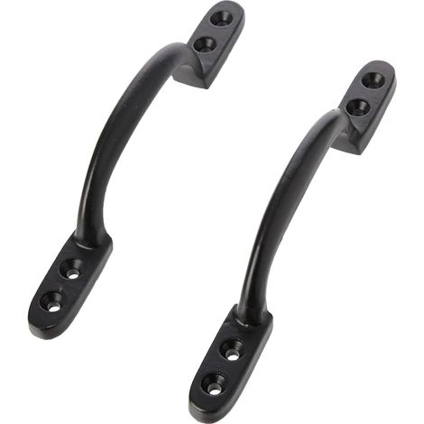 2 - Poignée ancienne - Quincaillerie de porte - Pour extérieur et abris - Finition vernie noire - 150 mm