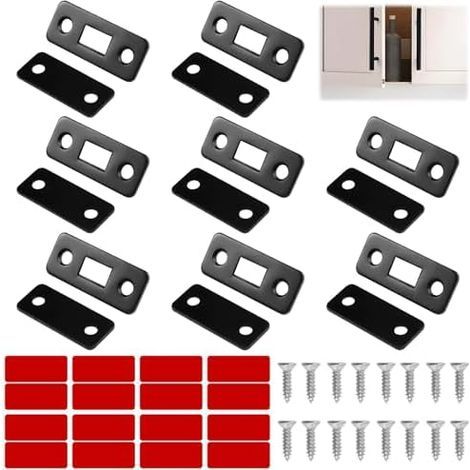 Pieces Powerful Magnetic Closet Door Catches, Strong Magnetic Door Catches, Adhesive Magnetic Latches, Ultra Thin with Screws, Magnetic Door Catches for Sliding Cabinets, Drawers, and Windows - (1/5)