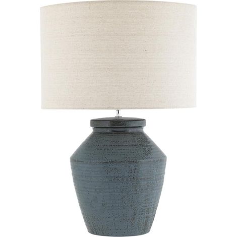 Petite lampe de table en céramique avec abat-jour en tissu Lagom