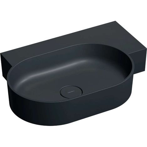 OMNIRES Ovo M+ - Waschbecken 65 x 45 cm, ohne Überlauf, ohne Armaturenloch, rechts, schwarz matt OVO645UWPBLV (1/5)