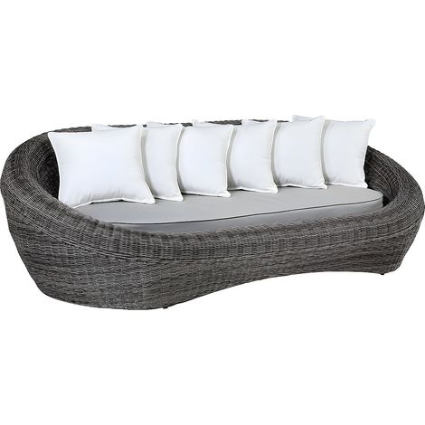 Divano 3 posti da giardino in Resina intrecciata Grigio - WHITEHEAVEN