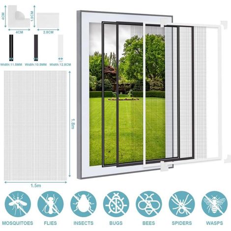 Magnetisches Fenster-Moskitonetz, 150 x 180 cm, automatisch schließend, verstellbar für die meisten Fenstertypen (1/4)