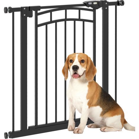 Cancello di sicurezza per cani cancello per scale estensibile con doppia serratura 74-80 x 76 cm nero (1/5)