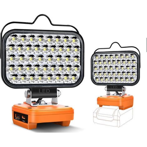 Lampe Led Rechargeable Pour Batterie PXC 18V,80W Baladeuse Lampe 8000LM de Chantier Alimenté Par Pile, Projecteur avec Charge Type C (1/5)