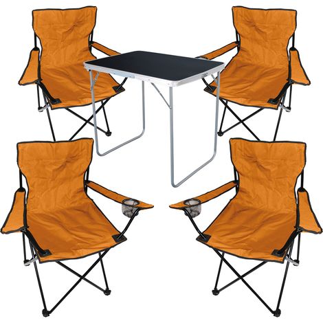 5-tlg Campingsessel Orange + Campingtisch-MMC330871B+4xMPO2468 (1/5)